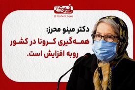 دکتر مینو محرز: همه‌گیری کرونا در کشور رو به افزایش است.