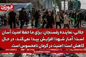 نماینده رفسنجان و انار: احتمال حمله تروریستی به ذهن مسئولین نیامده و گرنه برای ما حفظ امنیت آسان است. /آمار شهدا افزایش پیدا نمی‌کند، کاهش پیدا می‌کند./ امنیت در کرمان نامحسوس است.